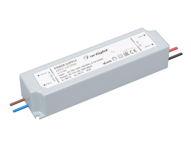 Блок питания ARPV-LV12060 (12V, 5.0A, 60W) (Arlight, IP67 Пластик, 2 года) фото:6