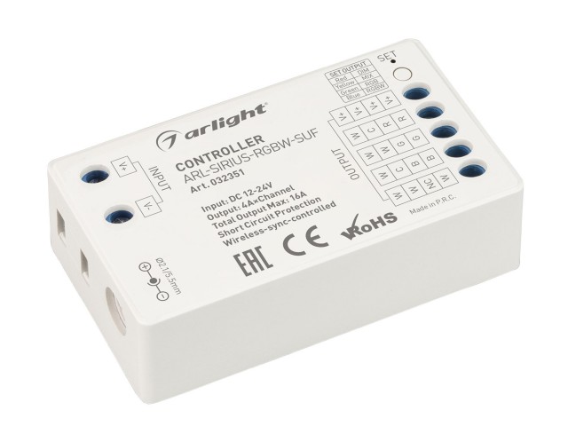 Контроллер ARL-SIRIUS-RGBW-SUF (12-24V, 4x4A, 2.4G) (Arlight, IP20 Пластик, 3 года) фото:6