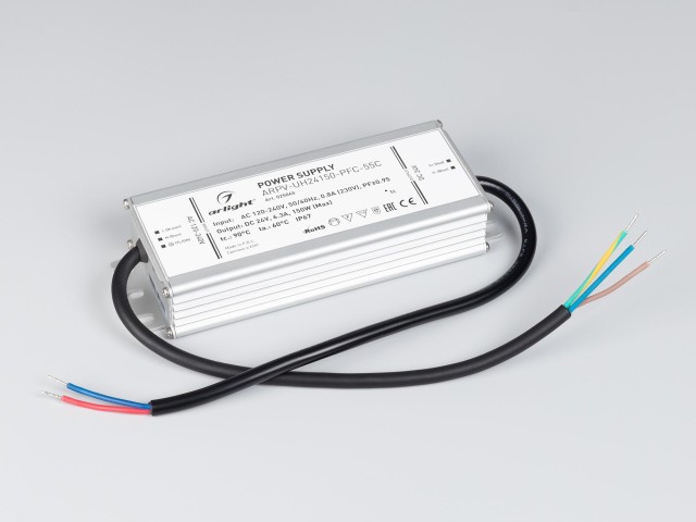 Блок питания ARPV-UH24150-PFC-55C (24V, 6.3A, 150W) (Arlight, IP67 Металл, 5 лет) фото:1