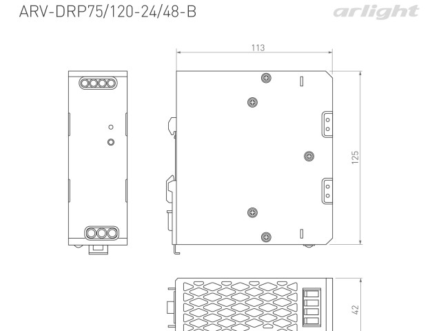 Блок питания ARV-DRP120-48-B (48V, 2.5A, 120W) (Arlight, IP20 Металл, 5 лет) фото:1