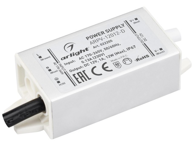 Блок питания ARPV-12012-D (12V, 1.0A, 12W) (Arlight, IP67 Металл, 3 года) фото:3
