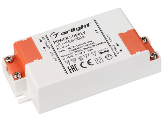 Блок питания ARJ-KE68300A (20W, 300mA, PFC) (Arlight, IP20 Пластик, 5 лет) фото:2