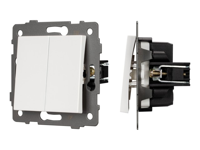 Механизм выключателя двухклавишный непроходной SWT-MK02-PL-WH-V (250V, 10A) (Arlight, -) фото:3