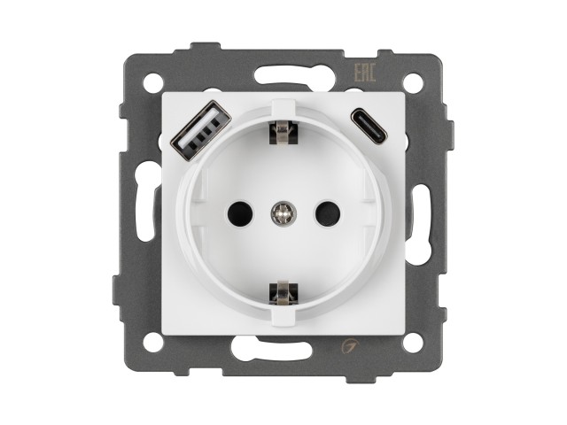 Механизм розетки с USB зарядкой SCT-MUAA-PL-WH-V (250V, 16A) (Arlight, -) фото:1