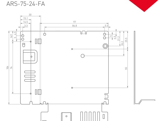 Блок питания ARS-75-24-FA (24V, 3.2A, 77W) (Arlight, IP20 Сетка, 3 года) фото:3