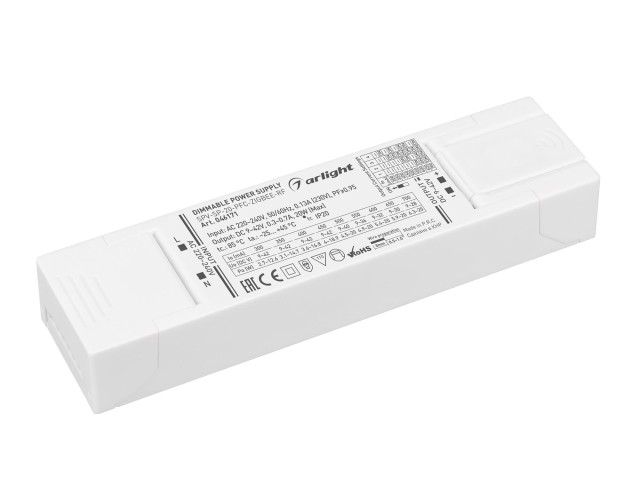 Блок питания SPV-SP-20-PFC-ZIGBEE-RF (20W, 9-42V, 0.3-0.7A, 2.4GHz) (Arlight, IP20 Пластик, 5 лет) фото:1