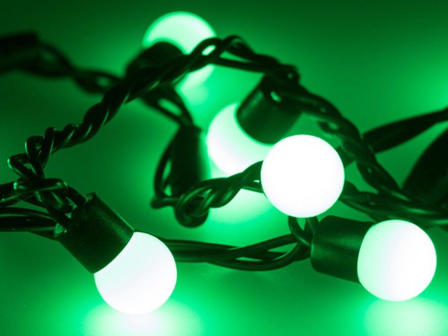 Светодиодная гирлянда ARD-BALL-CLASSIC-D17.5-10000-BLACK-100LED GREEN (230V, 7W) (Ardecoled, IP65) фото:3