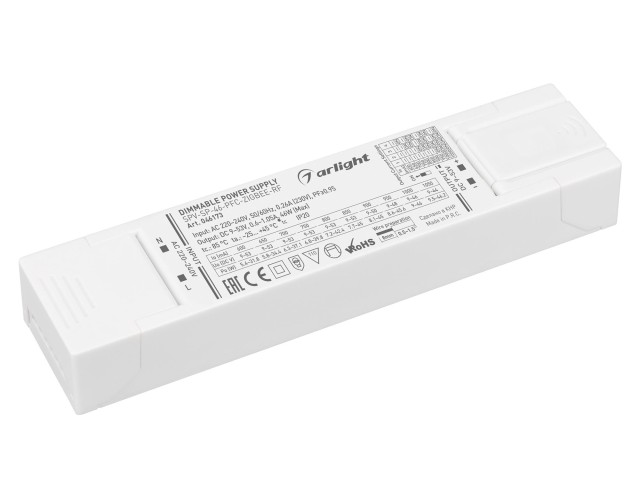 Блок питания SPV-SP-46-PFC-ZIGBEE-RF (46W, 9-53V, 0.6-1.05A, 2.4GHz) (Arlight, IP20 Пластик, 5 лет) фото:1