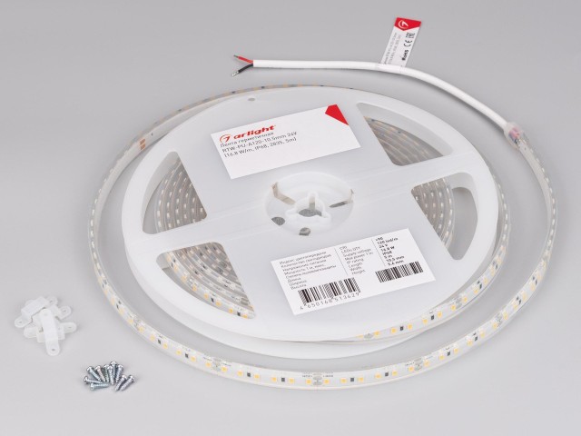Лента герметичная RTW-PU-A120-10.5mm 24V Warm3000 (16.8 W/m, IP68, Wire 2m, 5m) (Arlight, -) фото:3