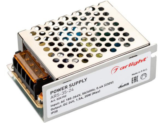 Блок питания ARS-35-24 (24V, 1.5A, 35W) (Arlight, IP20 Сетка, 2 года) фото:3