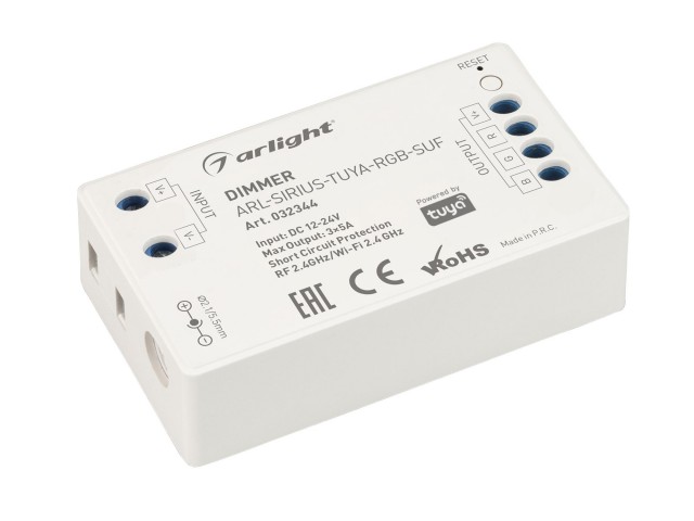 Диммер ARL-SIRIUS-TUYA-RGB-SUF (12-24V, 3x5A, 2.4G) (Arlight, IP20 Пластик, 3 года) фото:5