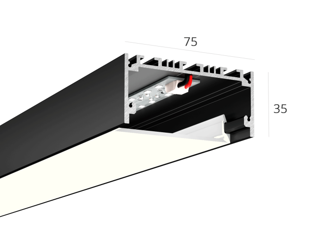 Линейный светильник HOKASU 75/35 noPS (RAL9005/1250mm/LT70 — 4K/28W) фото:2