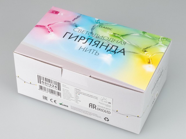 Светодиодная гирлянда ARD-STRING-CLASSIC-15000-WHITE-100LED-LIVE RGB-SPI (12V, 53W) (Ardecoled, IP65) фото:3