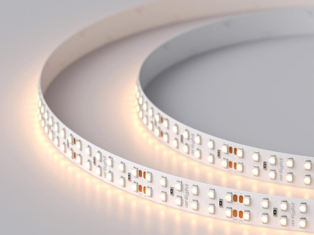 Лента RT 2-5000 24V Warm2700 2x2 (3528, 1200 LED, LUX) (Arlight, 19.2 Вт/м, IP20) фото:4