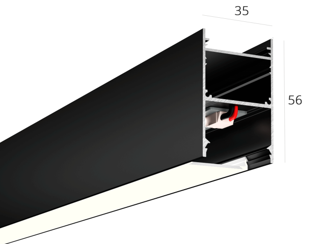 Линейный светильник HOKASU 35/56 (RAL9005/1250mm/LT70 — 3K/28W) фото:2