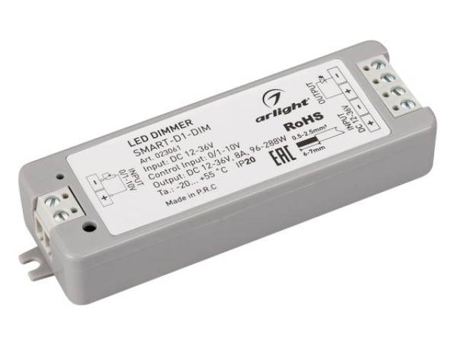 Диммер SMART-D1-DIM (12-36V, 0/1-10V) (Arlight, IP20 Пластик, 5 лет) фото:7