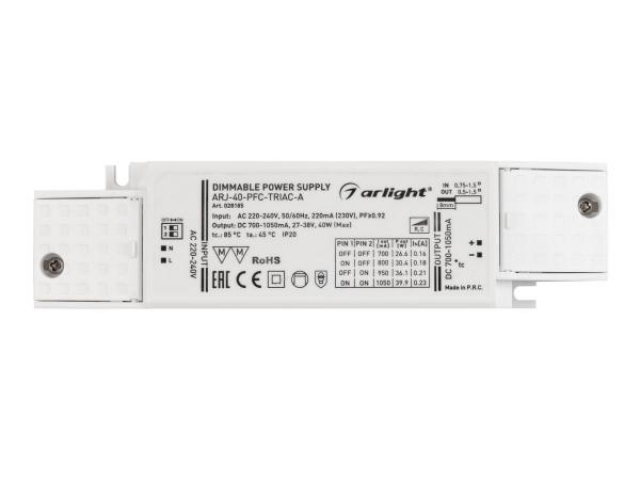 Блок питания ARJ-40-PFC-TRIAC-A (40W, 700-1050mA) (Arlight, IP20 Пластик, 5 лет) фото:4