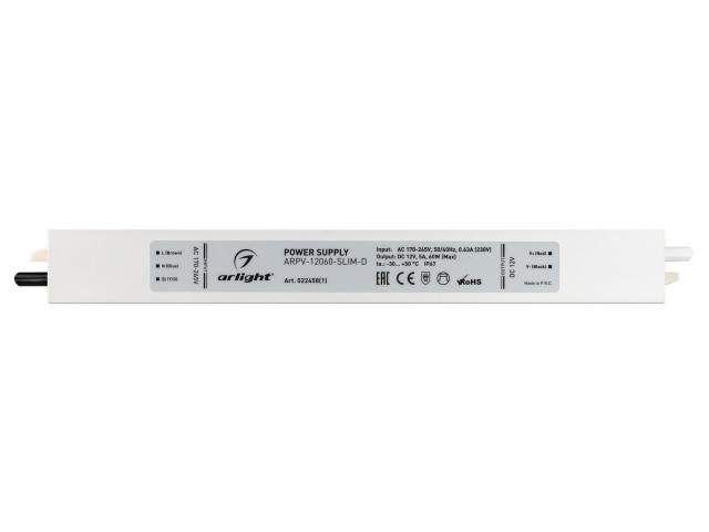 Блок питания ARPV-12060-SLIM-D (12V, 5A, 60W) (Arlight, IP67 Металл, 3 года) фото:7