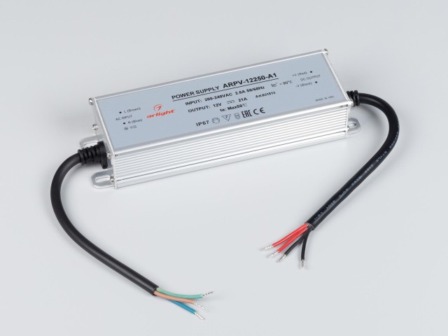 Блок питания ARPV-12250-A1 (12V, 21A, 252W) (Arlight, IP67 Металл, 3 года) фото:1