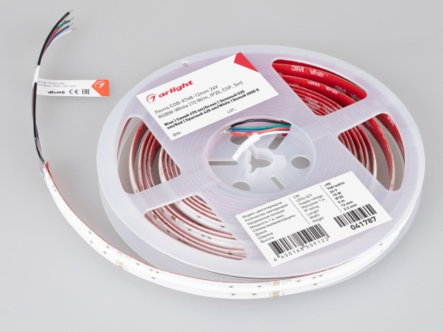Лента COB-X768-12mm 24V RGBW-White (15 W/m, IP20, CSP, 5m) (Arlight, 5 лет) фото:2