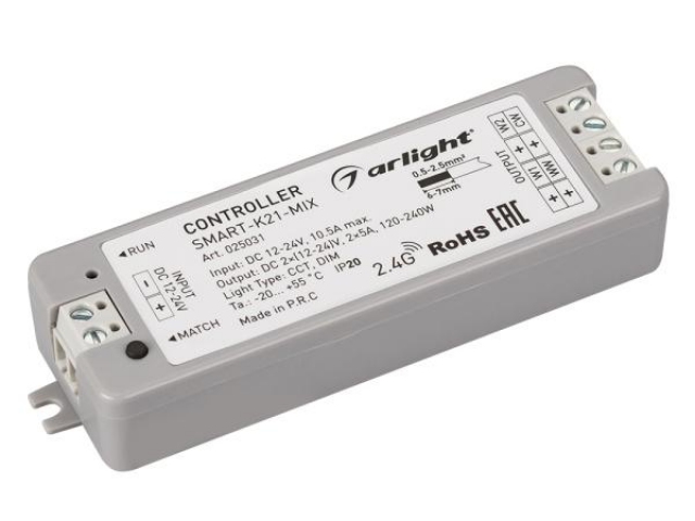 Контроллер SMART-K21-MIX (12-24V, 2x5A, 2.4G) (Arlight, IP20 Пластик, 5 лет) фото:2