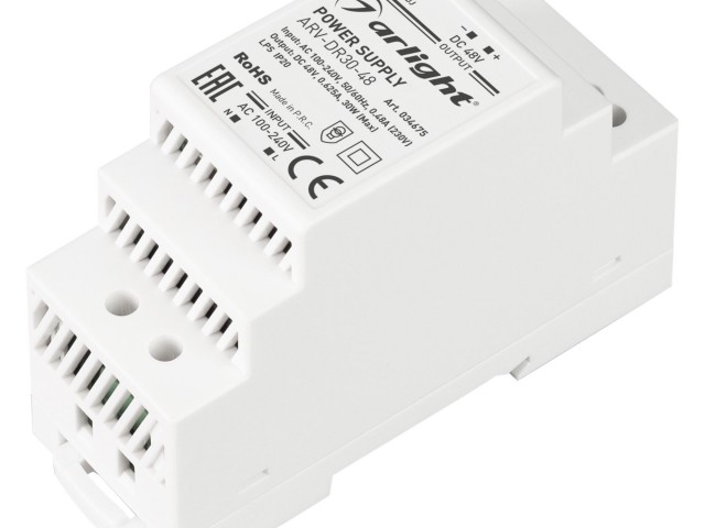 Блок питания ARV-DR30-48 (48V, 0.6A, 30W) (Arlight, IP20 DIN-рейка) фото:4