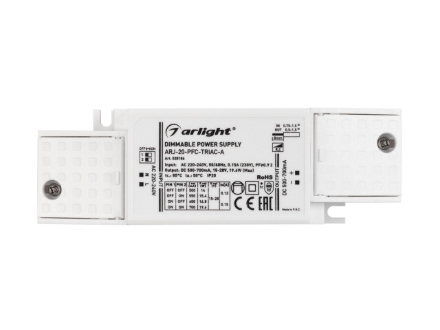 Блок питания ARJ-20-PFC-TRIAC-A (20W, 500-700mA) (Arlight, IP20 Пластик, 5 лет) фото:8