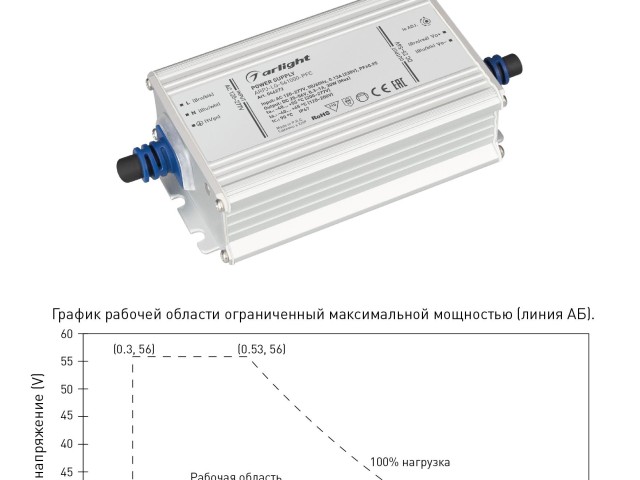 Блок питания ARPJ-LG-561000-PFC (30W, 25-56V, 0.3-1.0A) (Arlight, IP67 Металл, 5 лет) фото:2
