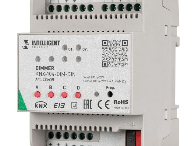 INTELLIGENT ARLIGHT Диммер KNX-104-DIM-DIN (12-24V, 4x4A) (IARL, IP20 Пластик, 2 года) фото:1
