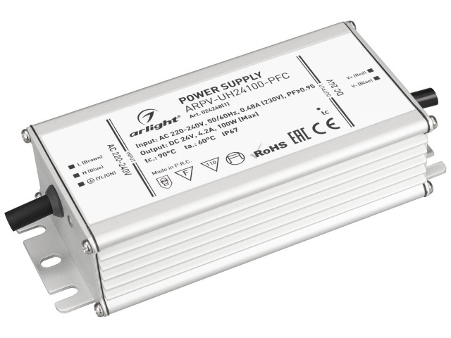 Блок питания ARPV-UH24100-PFC (24V, 4.2A, 100W) (Arlight, IP67 Металл, 7 лет) фото:1