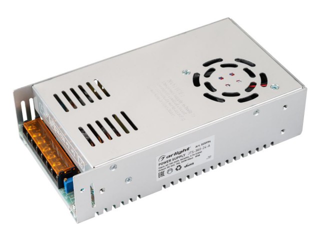 Блок питания JTS-360-24-A (0-24V, 15A, 360W) (Arlight, IP20 Сетка, 2 года) фото:1