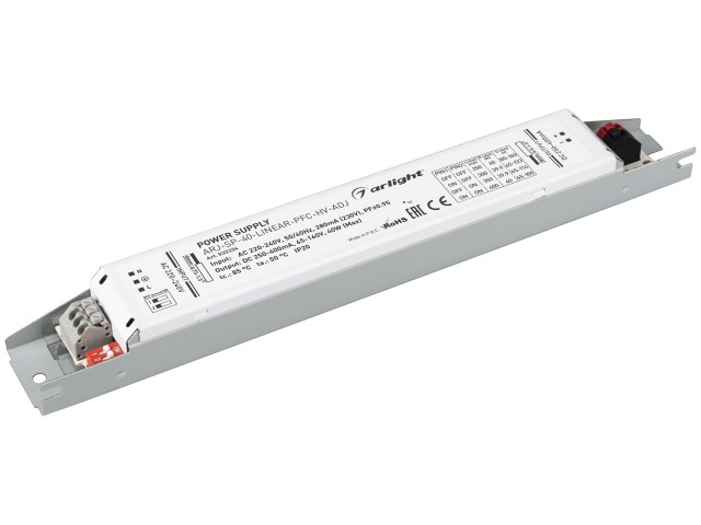 Блок питания ARJ-SP-40-LINEAR-PFC-HV-ADJ (40W, 250-400mA) (Arlight, IP20 Металл, 5 лет) фото:1