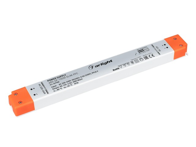 Блок питания ARV-SP-12030-SLIM-PFC (12V, 2.5A, 30W) (Arlight, IP20 Пластик, 5 лет) фото:1