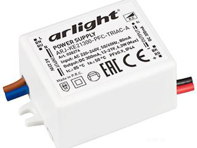 Блок питания ARJ-KE21300-PFC-TRIAC-A (6.3W, 300mA) (Arlight, IP44 Пластик, 5 лет) фото:7