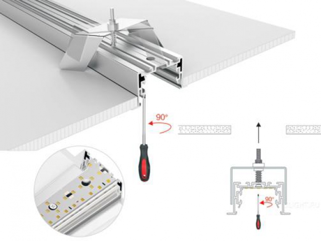 Профиль с экраном S2-LINIA55-F-2500 ANOD+OPAL (Arlight, Алюминий) фото:4