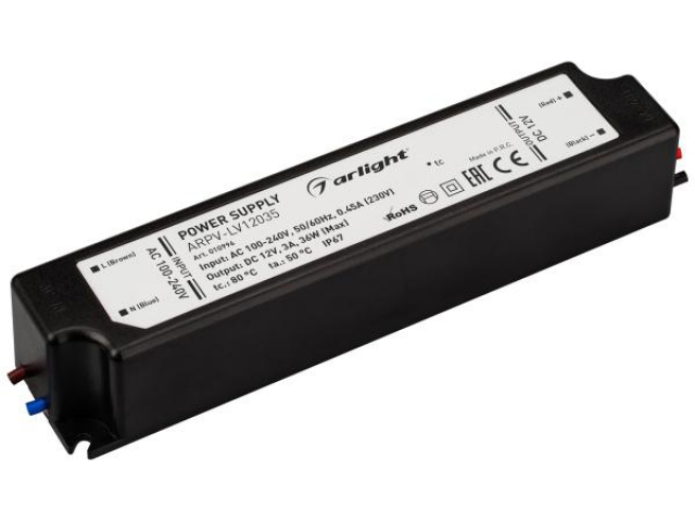 Блок питания ARPV-LV12035 (12V, 3.0A, 36W) (Arlight, IP67 Пластик, 2 года) фото:2