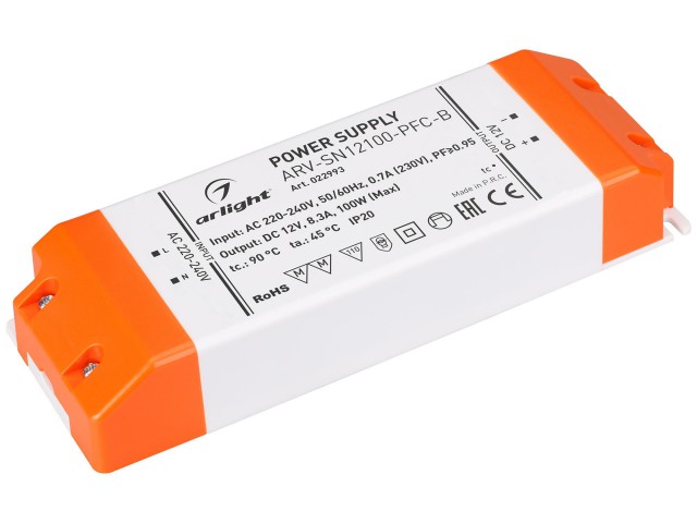 Блок питания ARV-SN12100-PFC-B (12V, 8.3A, 100W) (Arlight, IP20 Пластик, 3 года) фото:4
