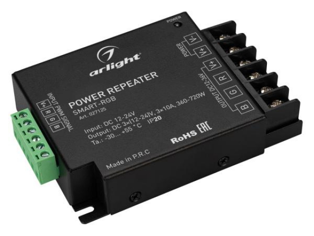 Усилитель SMART-RGB (12-24V, 3x10A) (Arlight, IP20 Металл, 5 лет) фото:1