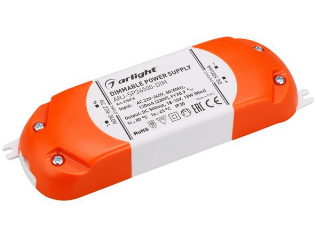 Блок питания ARJ-SP36500-DIM (18W, 500mA, PFC, Triac) (Arlight, IP20 Пластик, 3 года) фото:2