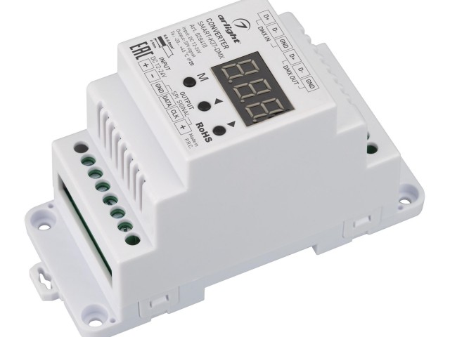 Конвертер SMART-K37-DMX (12-24V, SPI, DIN, 2.4G) (Arlight, Металл) фото:3