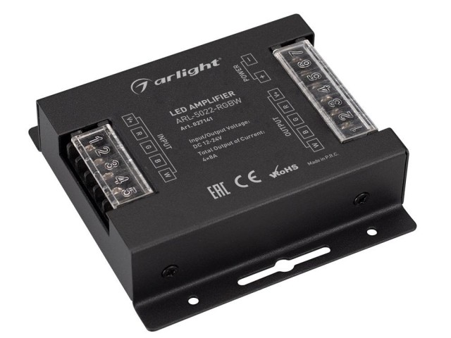 Усилитель ARL-5022-RGBW (12-24V, 4x8A, 384-768W) (Arlight, IP20 Металл, 3 года) фото:7