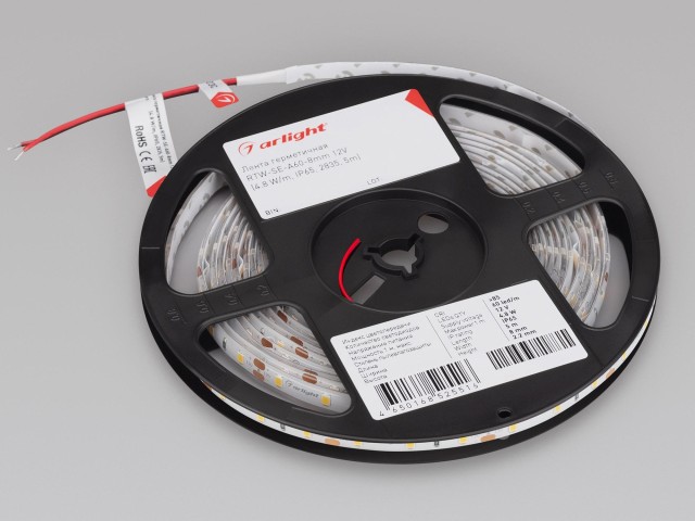 Лента герметичная RTW-SE-A60-8mm 12V Cool 10K (4.8 W/m, IP65, 2835, 5m) (Arlight, 4.8 Вт/м, IP65) фото:5