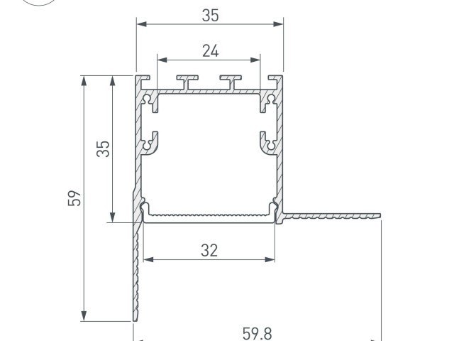 Профиль с экраном SL-LINIA32-FANTOM-EDGE-2500 ANOD+FROST (Arlight, Алюминий) фото:6