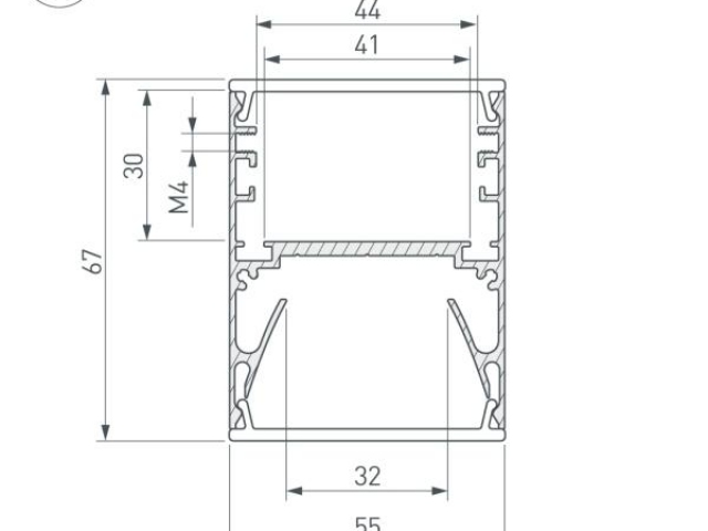 Профиль с экраном ALU-LINE-DUO-2000 ANOD+OPAL (Arlight, Алюминий) фото:4