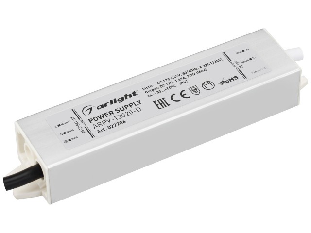 Блок питания ARPV-12020-D (12V, 1.7A, 20W) (Arlight, IP67 Металл, 3 года) фото:5