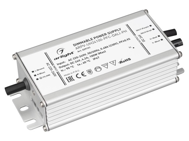 Блок питания ARPV-UH24100-PFC-DALI-PH (24V, 4.2A, 100W) (Arlight, IP67 Металл, 7 лет) фото:3