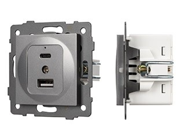 Механизм USB розетки SCT-MUAC-PL-GR-V (5V, 3A, QC4) (Arlight, -) фото:5