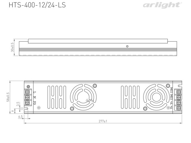 Блок питания HTS-400-24-LS (24V, 16.6A, 400W) (Arlight, IP20 Сетка, 3 года) фото:2