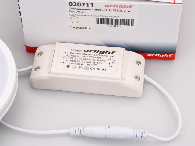 Светодиодная панель LTD-135SOL-20W Day White (Arlight, IP44 Пластик, 3 года) фото:10