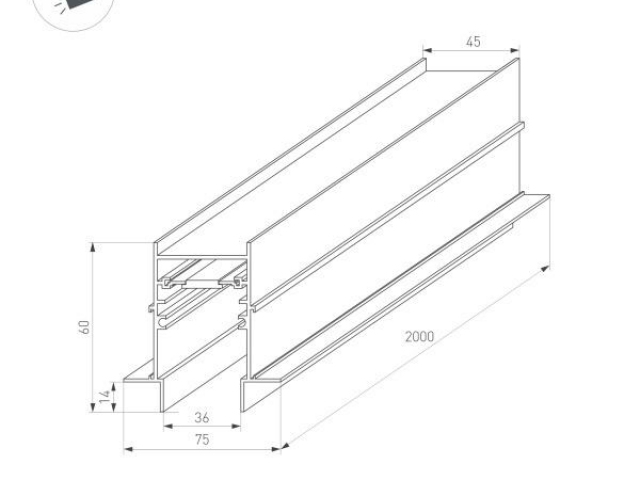 Трек встраиваемый MAG-TRACK-4560-FDW-2000 (BK) (Arlight, IP20 Металл, 5 лет) фото:6